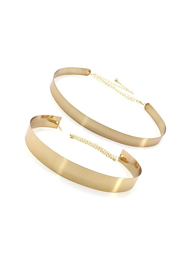 Gasinite 2 Pièces Ceinture En Métal Femmes, Ceinture de Robe En Métal, Métal Doré Ceinture Fine Mode, Ceintures de Robe Dorée