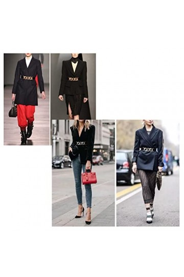 ECSiNG 2pcs Ceintures Fines Extensible pour Femme Ceinture de Taille Large de Femmes Rétro Or Argent Réglable 70-85cm pour Je