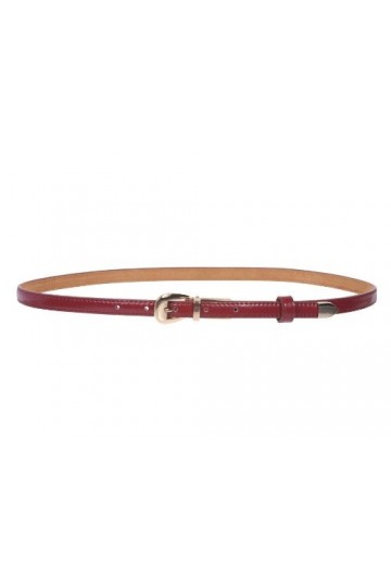 beltiscool Ceinture habillée en similicuir verni avec coutures fines de 1,27 cm, rouge foncé, S-76 cm
