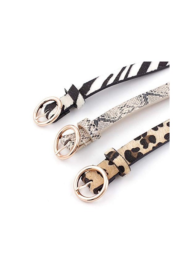 OuLi Store® Lot de 3PCS Ceinture Femme Motif Serpent Fine avec Boucle pour Robe Jeans Petite Ceinture femme Fine Ceinture en 