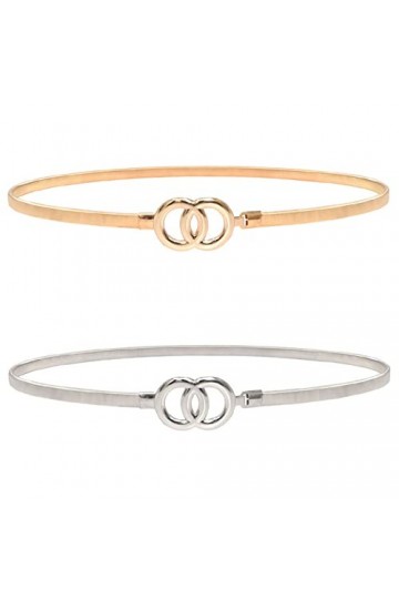 Niuhong 2 Pcs Ceinture Fine Femme Ceinture Étroite Taille Robe Ceinture Chaîne Métal Ceintures Élastiques Taille Ceinture Fin