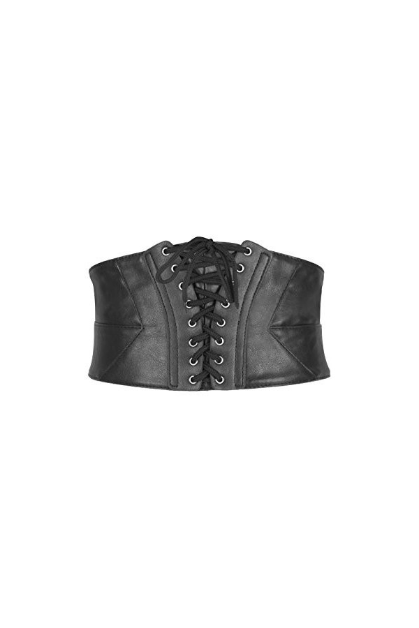 BlackButterfly Large Corset Waspie Élastique Faux Cuir Ceinture de Taille Noir, XXL