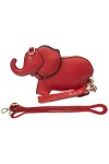Rejolly Pochette en cuir synthétique avec dragonne en forme déléphant pour femmes et filles, ELEPHANT ROUGE