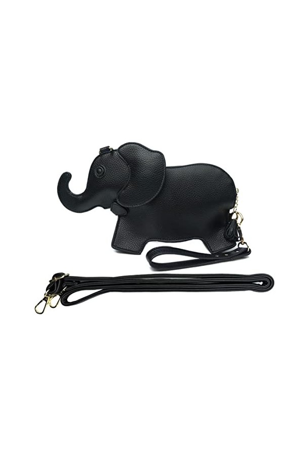 Rejolly Pochette en cuir synthétique avec dragonne en forme déléphant pour femmes et filles, ELEPHANT ROUGE