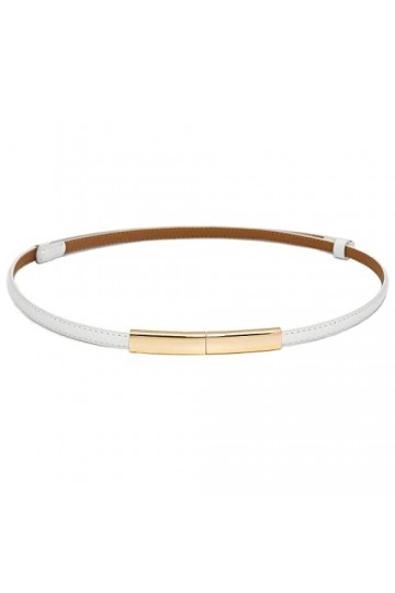 YeeHeen Ceintures Fines En Cuir Verni Ceinture Fine Pour Femmes Filles Ceinture De Serrage Réglable Avec Boucle En Or White