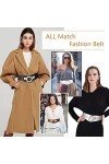 JASGOOD Ceinture large élastique tendance vintage pour femme avec boucle en argent, 03 - Blanc, L:taille 95/120 cm