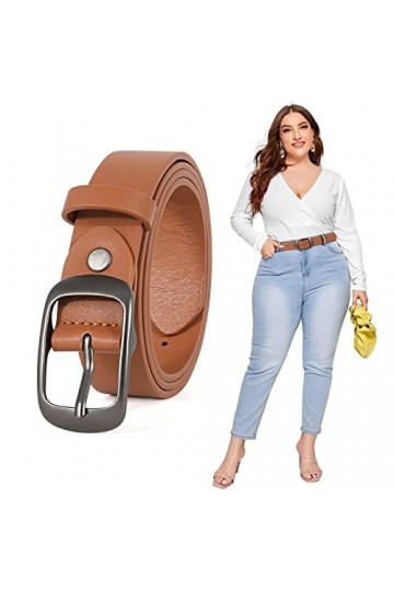 JASGOOD Grande ceinture en cuir tendance pour femme - Grande taille - Style décontracté pour femme - Jeans - Pantalon - Robe,