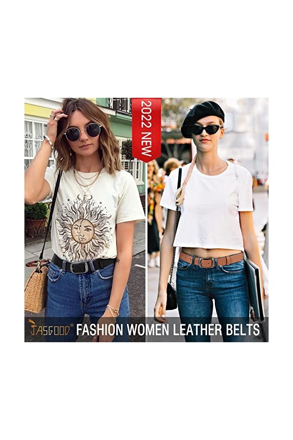 JASGOOD Grande ceinture en cuir tendance pour femme - Grande taille - Style décontracté pour femme - Jeans - Pantalon - Robe,