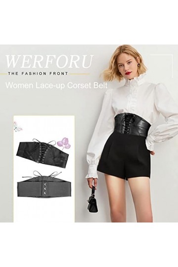 WERFORU Ceinture élastique large à lacets pour femme - Pour Halloween, a-noir, XXXL:Passt Taillengröße 117-128cm