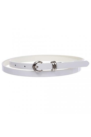 beltiscool Ceinture maigre en cuir verni 1/2" - Blanc - S/M- 81 cm