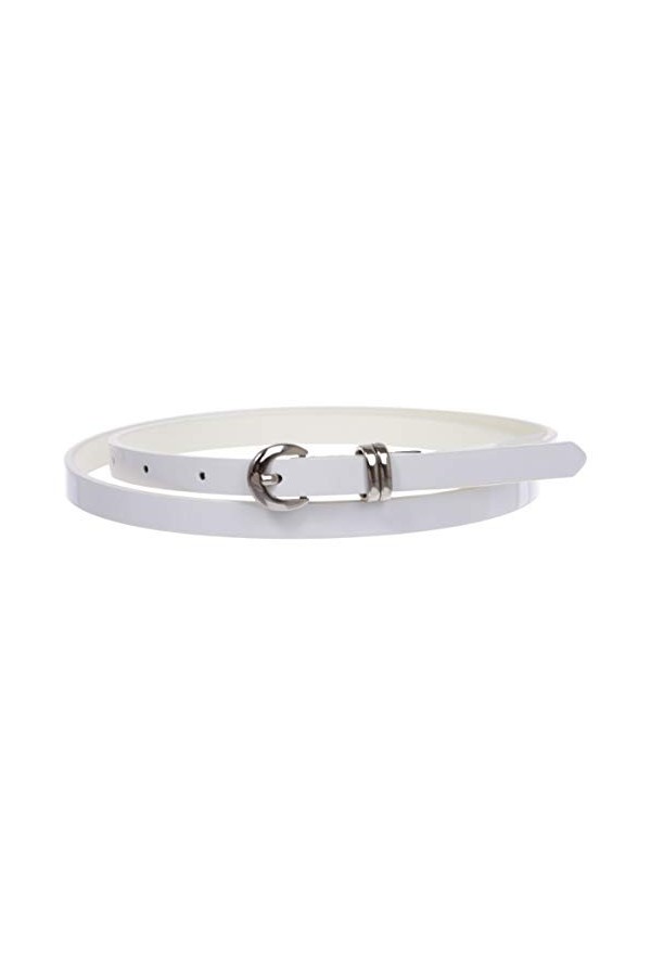 beltiscool Ceinture maigre en cuir verni 1/2" - Blanc - S/M- 81 cm