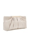 CHARMING TAILOR Pochette de soirée élégante plissée en satin pour femme, Rouge, Medium