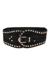 BlackButterfly Velours Bouton pirates Décoré Vintage Boucle Extensible/Élastique Serre-taille Réglable Taille Ceinture Noir,