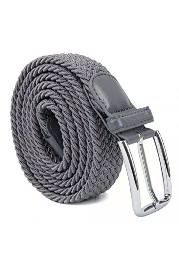 Leoodo Ceinture extensible pour homme et femme - Ceinture élastique et extensible tressée avec boucle en métal, gris, 80