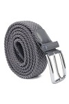 Leoodo Ceinture extensible pour homme et femme - Ceinture élastique et extensible tressée avec boucle en métal, gris, 80