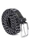 Leoodo Ceinture extensible pour homme et femme - Ceinture élastique et extensible tressée avec boucle en métal, gris, 80