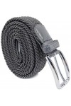 Leoodo Ceinture extensible pour homme et femme - Ceinture élastique et extensible tressée avec boucle en métal, gris, 80