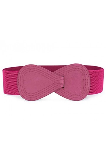Sourcingmap Ceinture élastique en cuir synthétique avec boucle interlock pour femme, rose, taille 25/37"