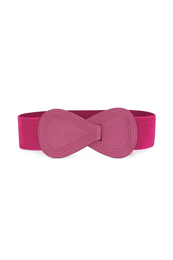Sourcingmap Ceinture élastique en cuir synthétique avec boucle interlock pour femme, rose, taille 25/37"