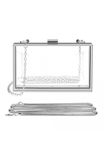 Linkidea Sac à main transparent pour femme, pochette transparente en acrylique, sac à main de soirée à bandoulière approuvé p