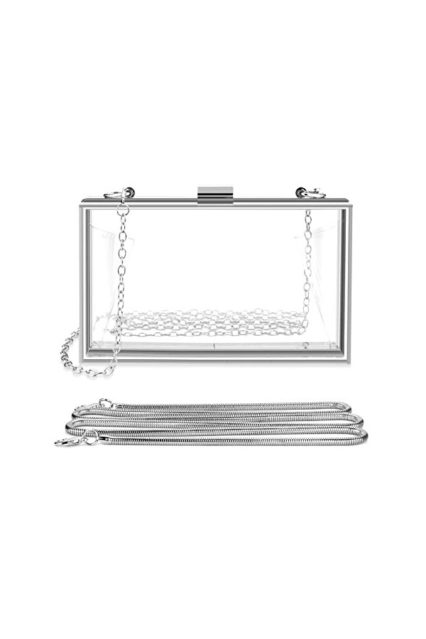 Linkidea Sac à main transparent pour femme, pochette transparente en acrylique, sac à main de soirée à bandoulière approuvé p