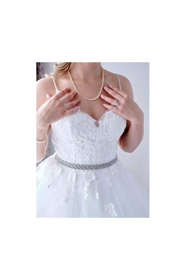 Ulalaza Femme Robe de soirée de Bal décoratif Ceinture de mariée Ceinture de Cristal Sashes Ceinture de Mariage Ceinture de m