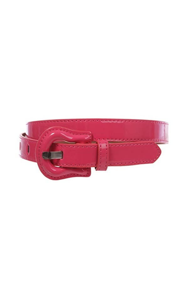 Ceinture tendance en cuir verni avec boucle Western 1" - Rose - X-Small - 28