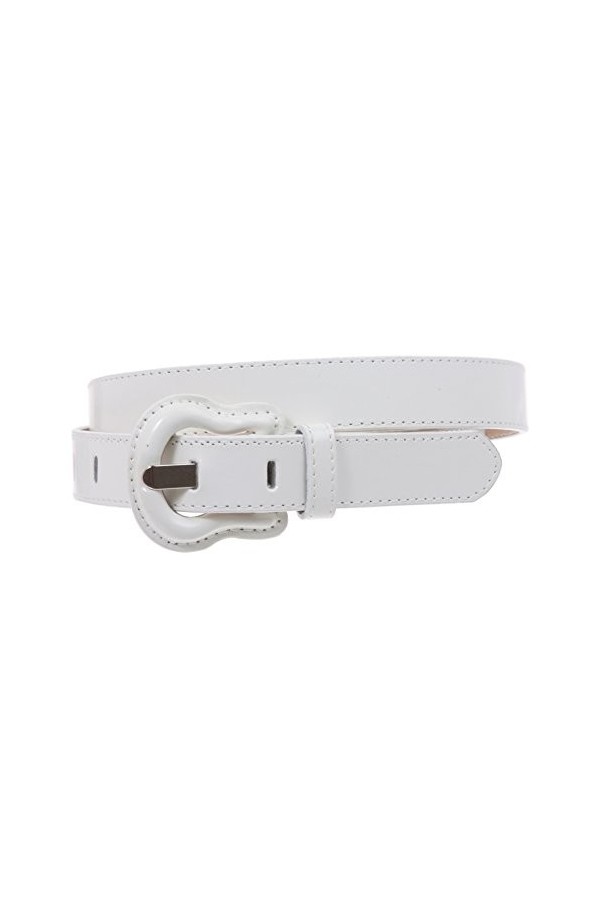 Ceinture tendance en cuir verni avec boucle Western 1" - Rose - X-Small - 28