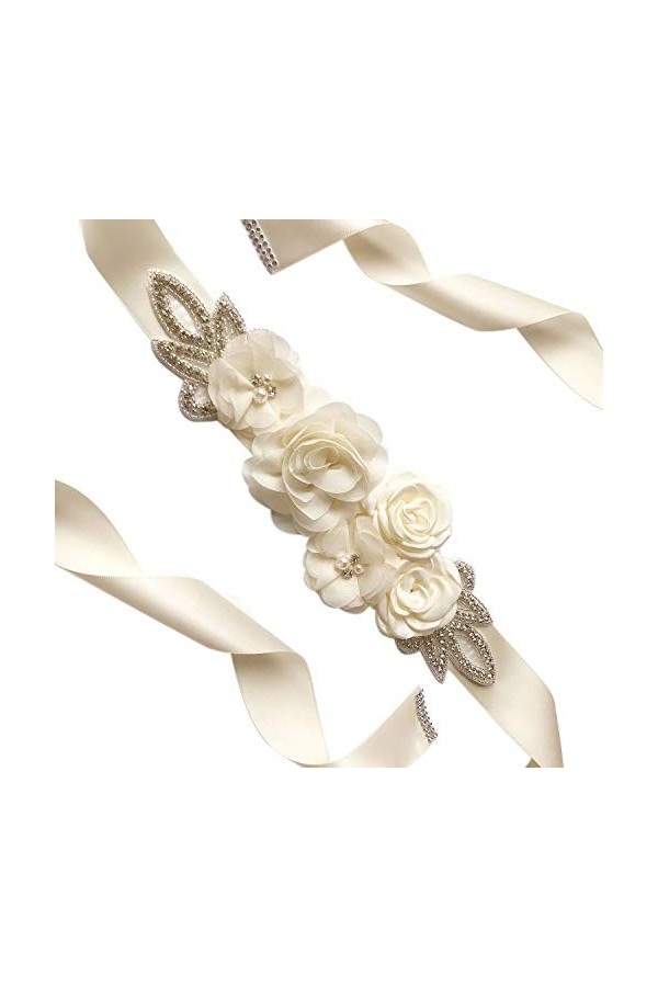 Amorar Femmes Ceinture De Mariage Ceinture Fleur Ceinture De Demoiselle dhonneur Robe Ceinture Cristal Strass Ceinture Bijou