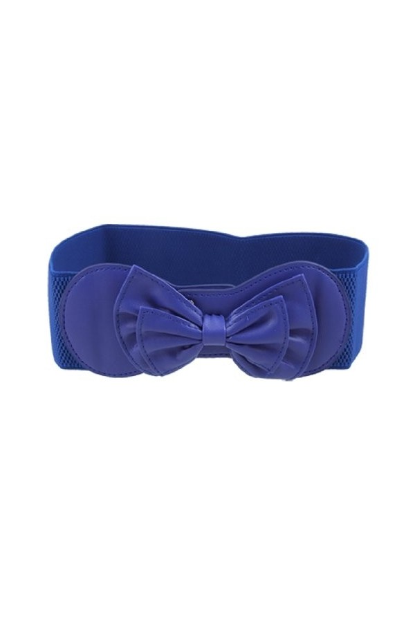 Sourcingmap Femmes Nœud papillon bouton-pression ornement taille élastique Ceinture sangle Bleu royal Taille unique