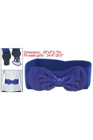Sourcingmap Femmes Nœud papillon bouton-pression ornement taille élastique Ceinture sangle Bleu royal Taille unique