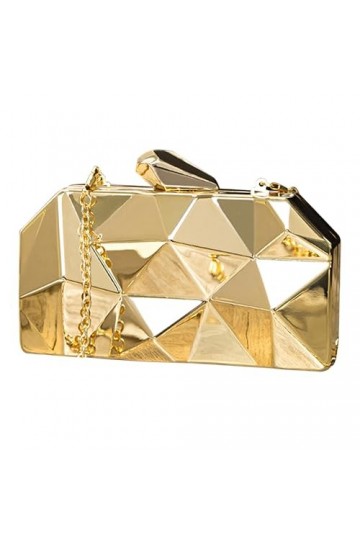 Goodbag Boutique Pochette de soirée géométrique en métal Motif treillis, Or, taille unique