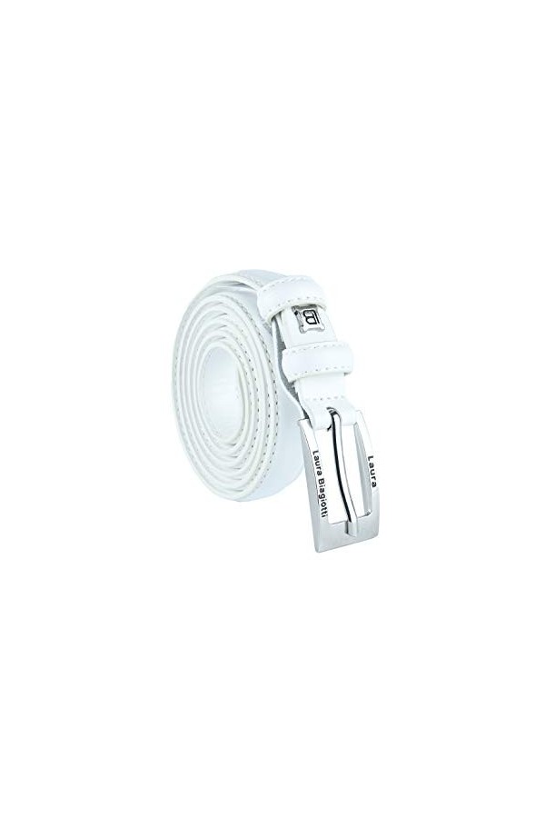 Biagiotti Ceinture femme fine en cuir véritable, raccourcie avec boîte, Glace 2 cm, L 115 cm 