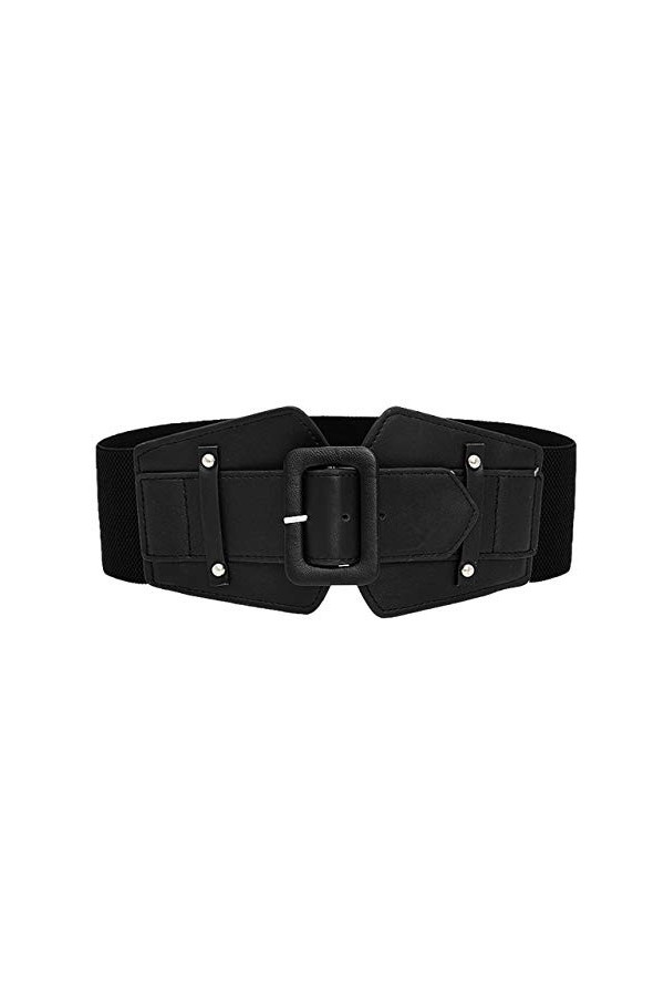 CHIC DIARY Large ceinture élastique réglable pour femme Style élégant et tendance, Noir , taille unique