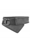 Ceinture Femmes Large Élastique Réglable Orné Rivets avec Boucle Oblique gris