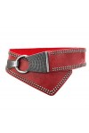 Ceinture Femmes Large Élastique Réglable Orné Rivets avec Boucle Oblique gris