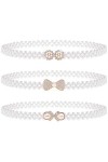 Gleamart Lot de 3 ceintures de taille avec perles et strass pour femme