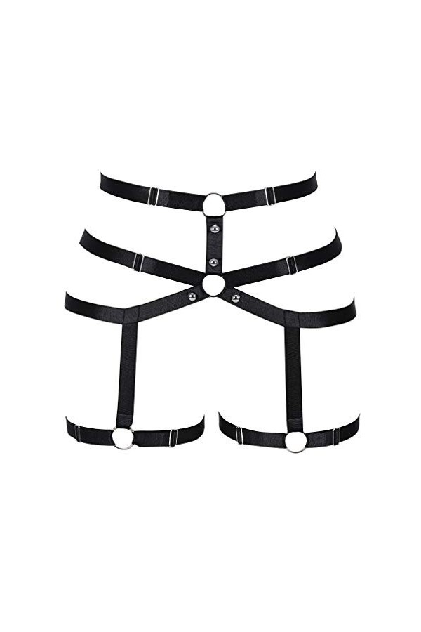 BANSSGOTH Harnais de corps pour femmes jarretière sangle de jambe danse photographie tissu extensible Punk gothique taille ce