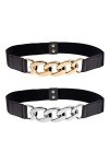 ECSiNG Lot de 2 ceintures extensibles pour femme - Doré et argenté - Réglable de 70 à 85 cm - Pour jeans, pantalons, robes, m