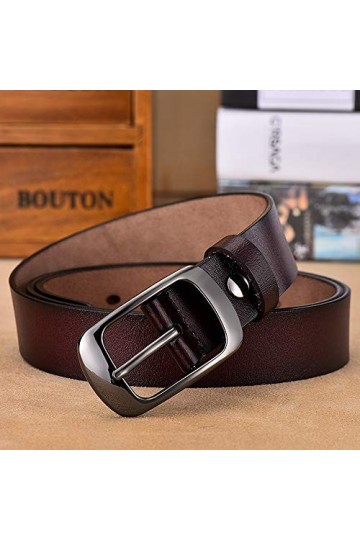 ESPOFY Ceinture pour femmes Ceinture en cuir véritable avec boucle en alliage à une broche Marron 115cm 