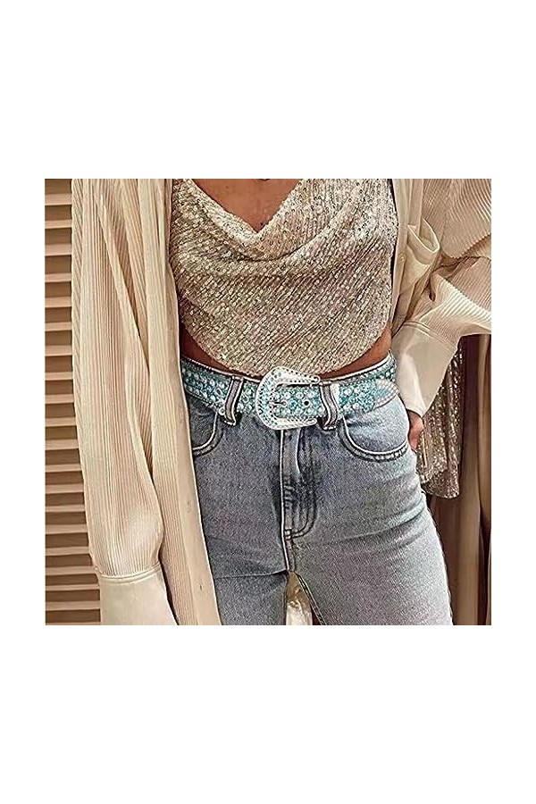 kawehiop Montrez votre style avec une ceinture en strass - Pour les concerts et lusure quotidienne Ceinture en strass Wester