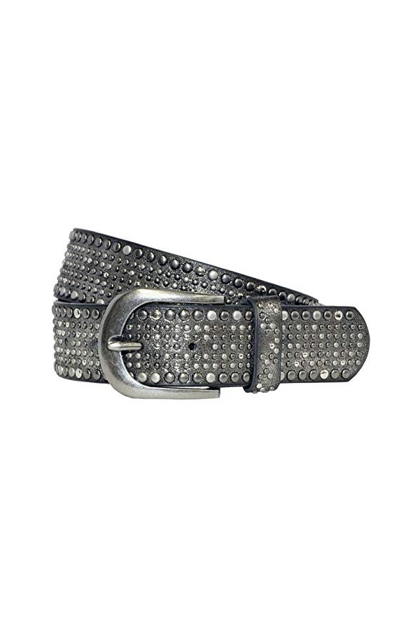 Ceinture tendance pour femme - Vintage - En cuir - 15 couleurs - Longueur 80 à 105 cm, Anthracite métallisé, 105 cm
