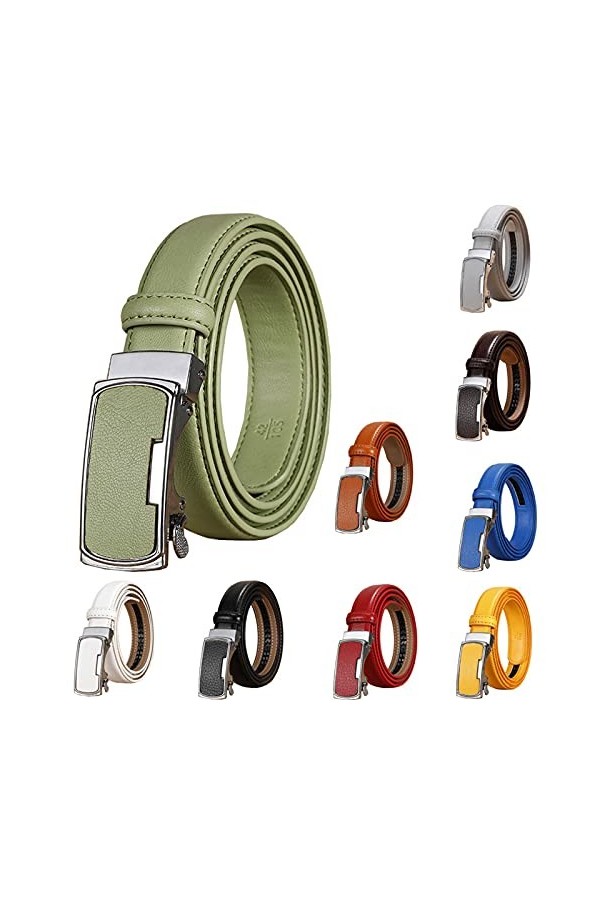 ZWRY 2,3cm Femmes Véritable Ceinture en cuir Avslappnad réglable Ceintures automatique Boucle de ceinture Accessoires Vêtemen