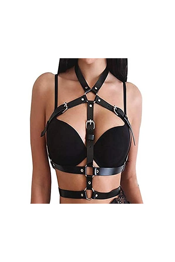AMIJOUX Sangles de Harnais, Ceintures en Cuir, Punk Cuir Corps Chaîne Bretelles Lingerie Gothique Jarretière Punk Club Costum