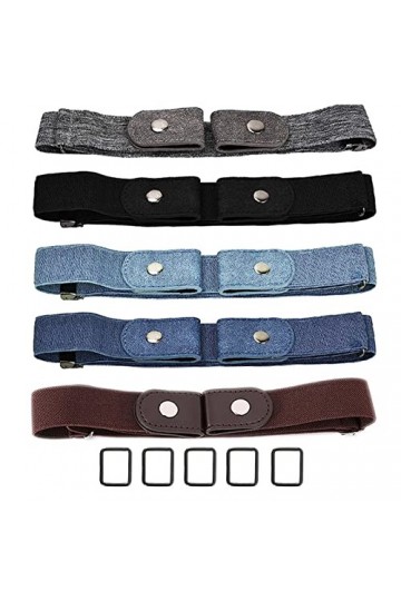 Ceinture Extensible sans Boucle 5 Pièces Ceinture Élastique Invisible Unisexe Réglable Dégagement Rapide Ceinture Femme Homme