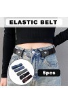 Ceinture Extensible sans Boucle 5 Pièces Ceinture Élastique Invisible Unisexe Réglable Dégagement Rapide Ceinture Femme Homme