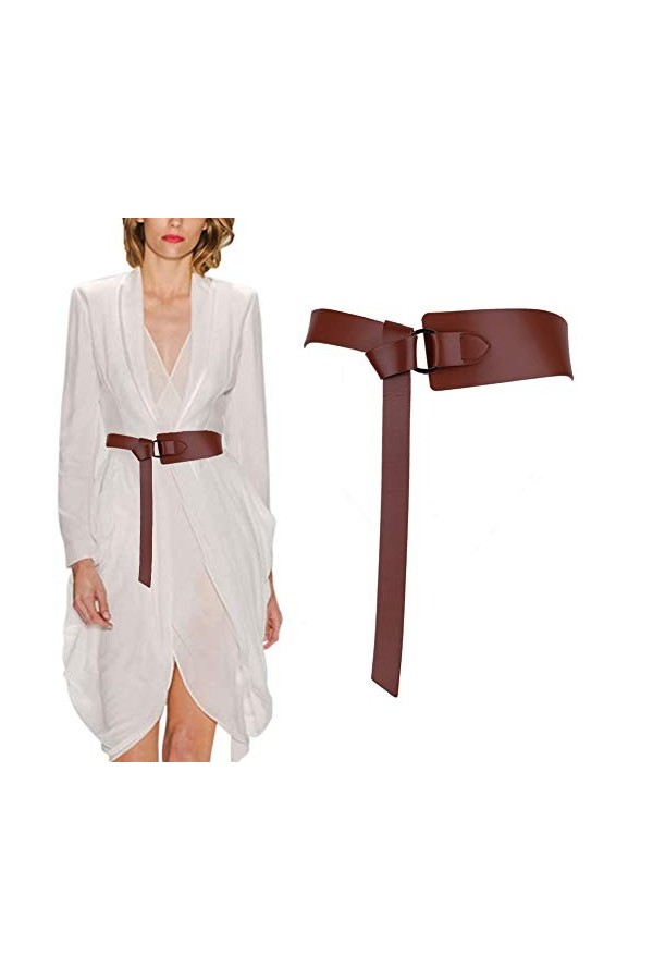 Longwu Ceintures habillées de ceinture en cuir de vachette véritable pour femmes, ceintures à nouer à la taille pour jean man