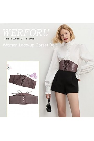 WERFORU Ceinture élastique large à lacets pour femme - Pour Halloween, Café B, XXXL:Passt Taillengröße 117-128cm