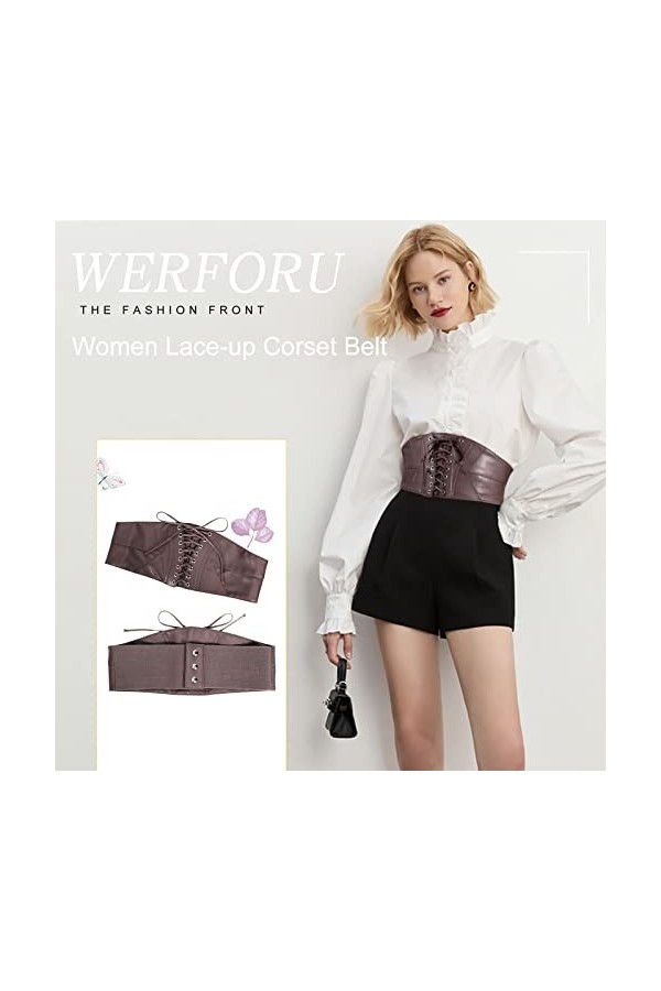 WERFORU Ceinture élastique large à lacets pour femme - Pour Halloween, Café B, XXXL:Passt Taillengröße 117-128cm