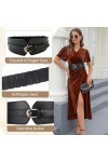 Ceinture large vintage en cuir élastique pour femme - Ceinture large élastique pour femme - Ceinture large et réglable - Cein